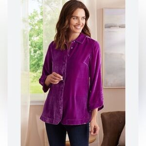 NWT Soft Surroundings Icon Silk Velvet Poet’s Tunic - Fuschia